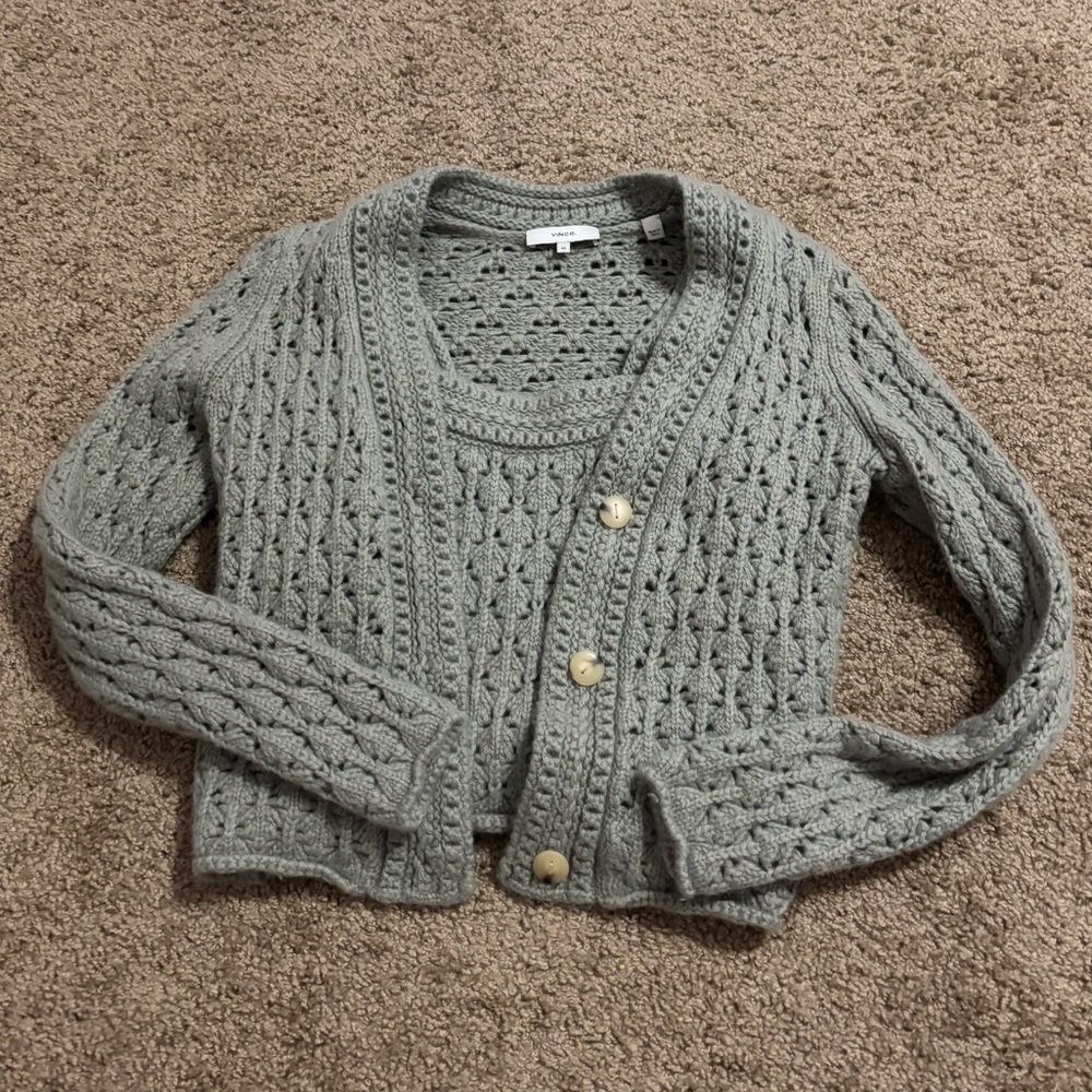 Revolve Vince Crochet Cardigan and Camisole in Artichoke Size XS - Picture 9 of 9